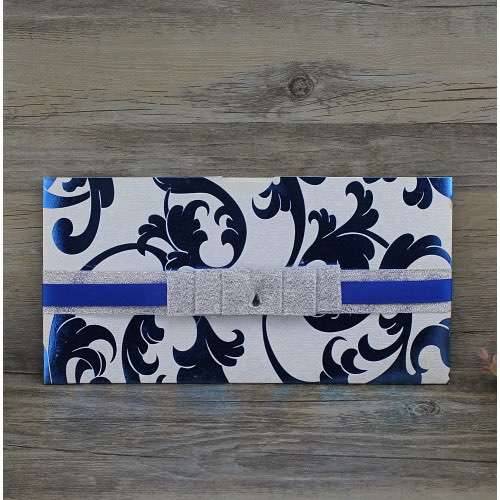 Custom Elegant Navy Blue Wedding Invitations with Ribbon